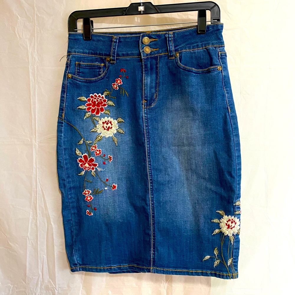 Sandpiper denim high waist pencil skirt